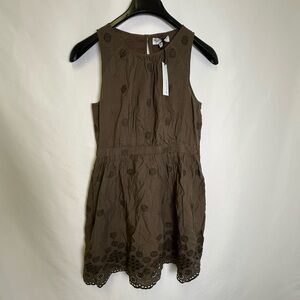 Michael Stars Dhalia Eyelet Mini Dress in Kalamata (brownish olive) NWT sz S